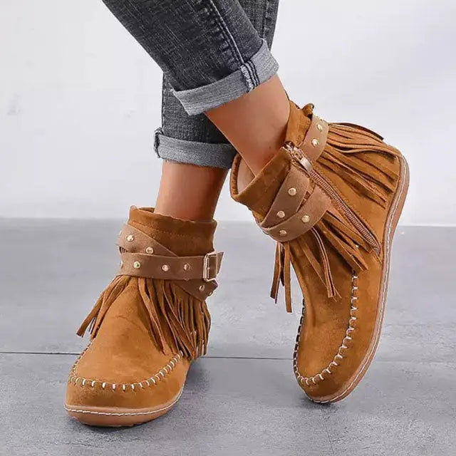 Fringe Buckle Boots for Women – Edgy &amp; Versatile Black Style