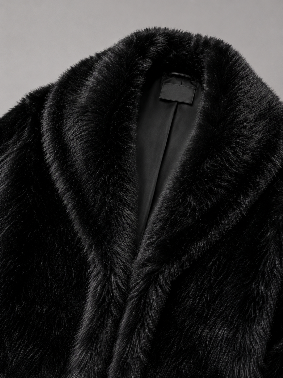 Cropped Faux Fur Jacket with Oversized Shawl Collar