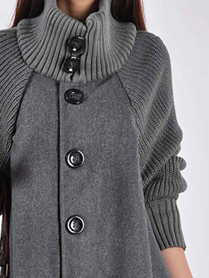 High Neck Black Trench Coat for Women – Elegant &amp; Versatile Style 2