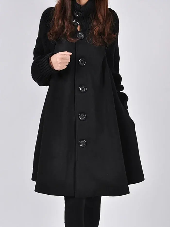 High Neck Black Trench Coat for Women – Elegant &amp; Versatile Style 6