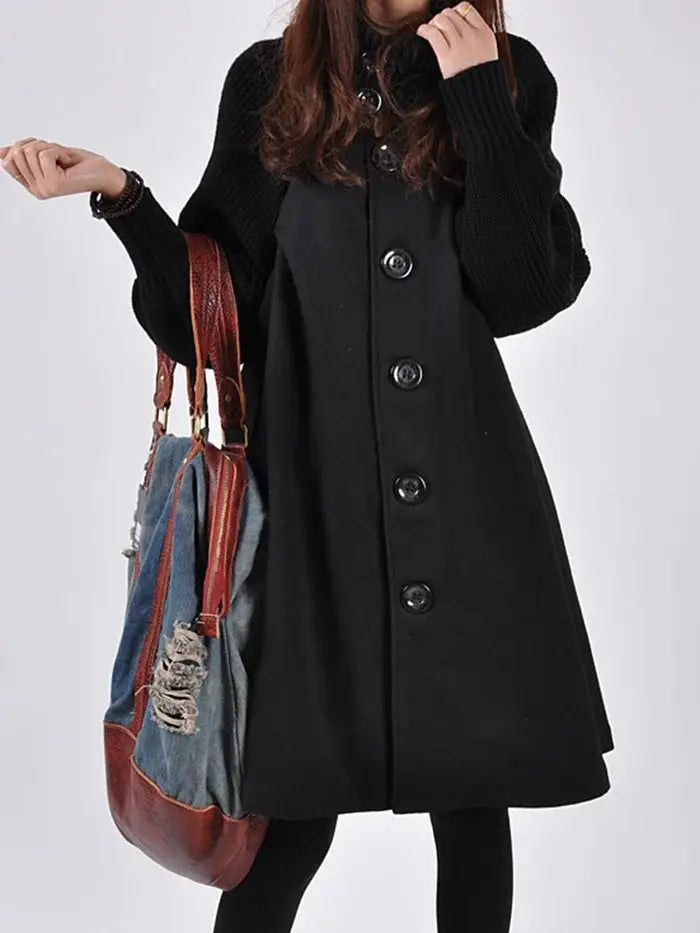 High Neck Black Trench Coat for Women – Elegant &amp; Versatile Style 0