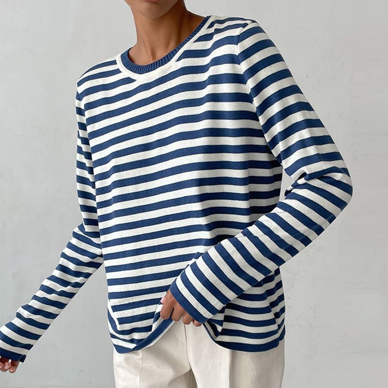 Women's Jumper | Striped Pattern & Classic Crew Neck