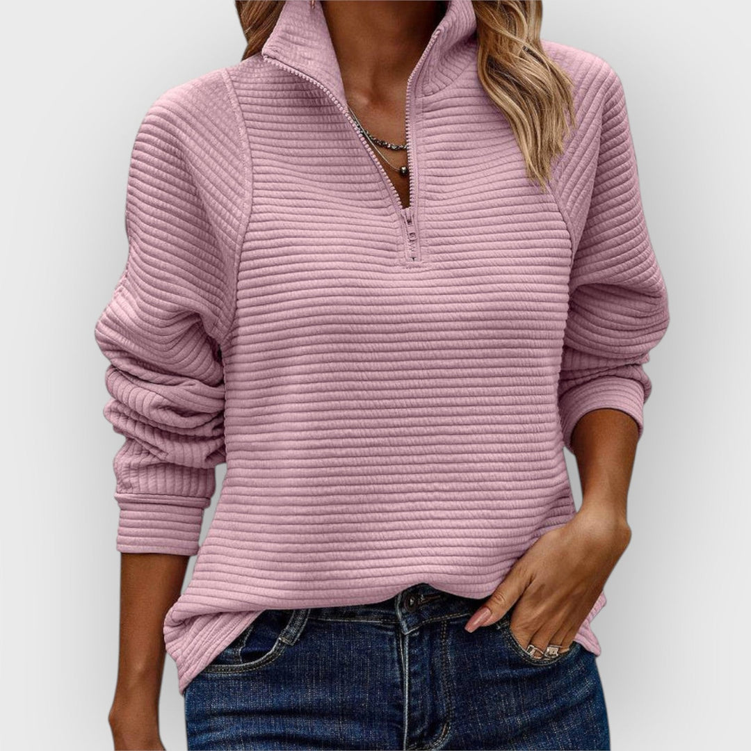 Women's Jumper | V-Neck with Zip Detail