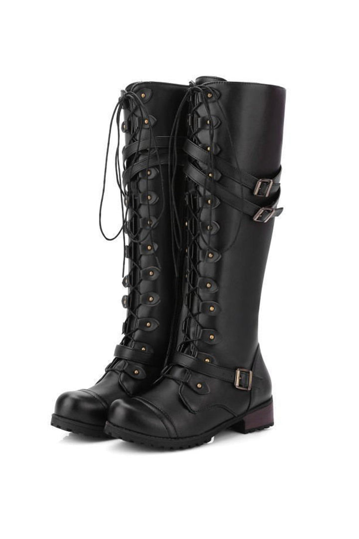 Round-Toe Black Knee High Boots for Women – Bold &amp; Edgy Style