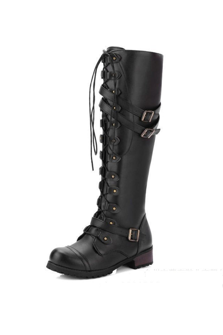 Round-Toe Black Knee High Boots for Women – Bold &amp; Edgy Style