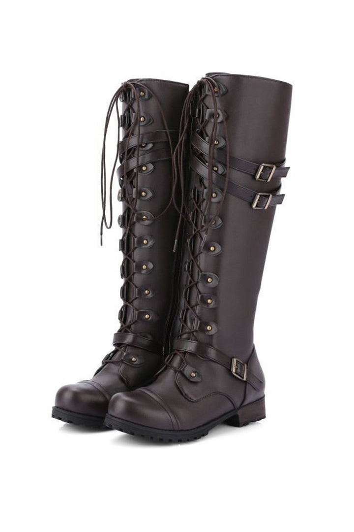 Round-Toe Black Knee High Boots for Women – Bold &amp; Edgy Style