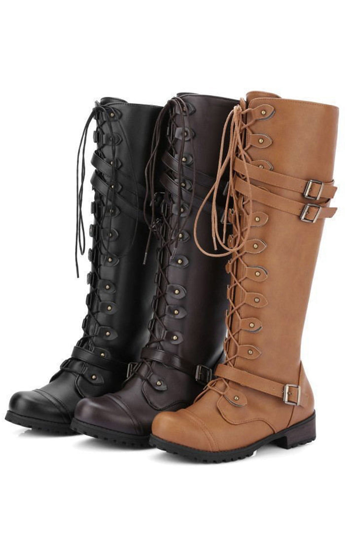 Round-Toe Black Knee High Boots for Women – Bold &amp; Edgy Style