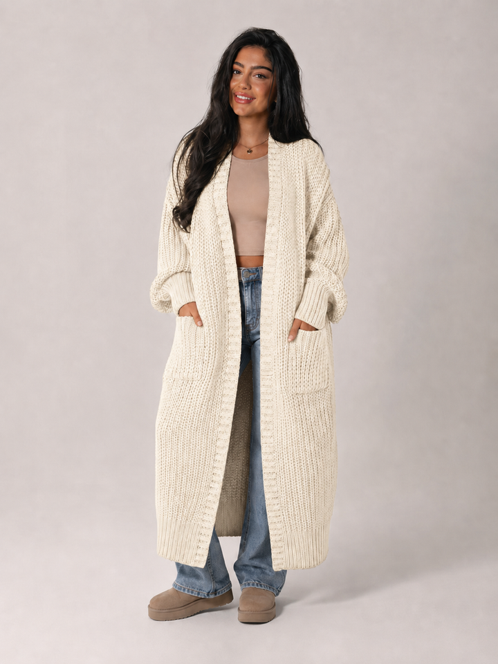 Chunky Knit Longline Open Front Cardigan