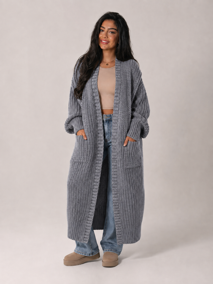 Chunky Knit Longline Open Front Cardigan