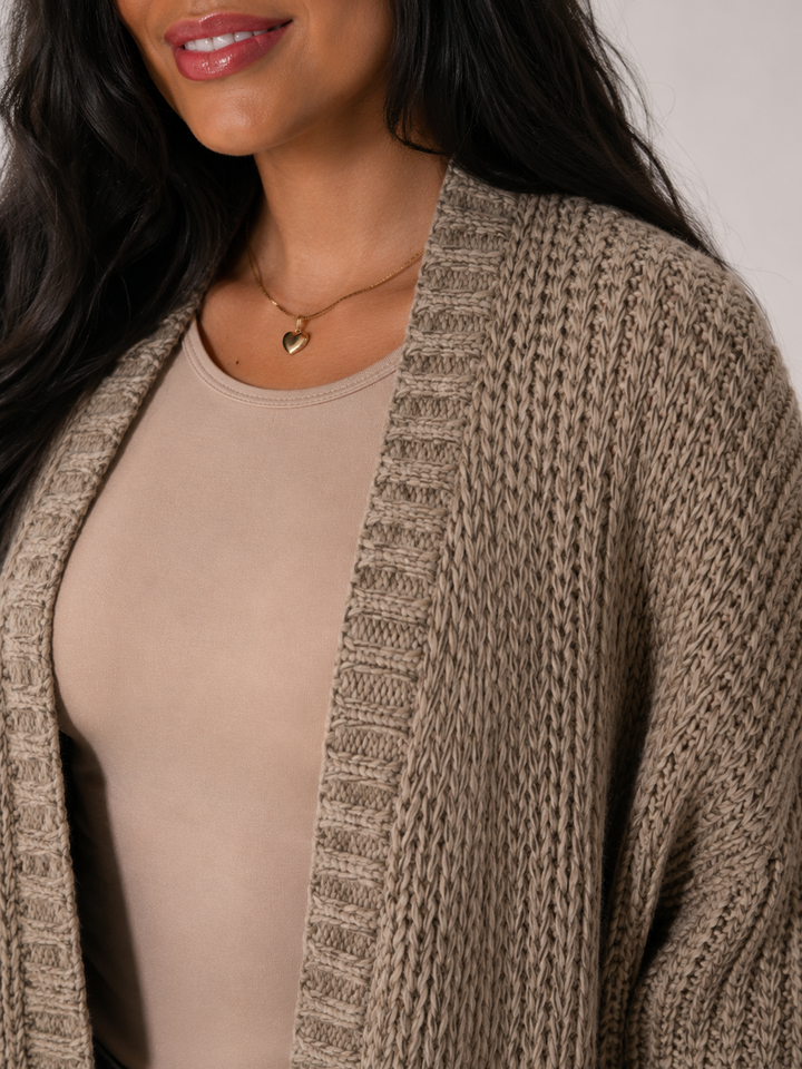 Chunky Knit Longline Open Front Cardigan