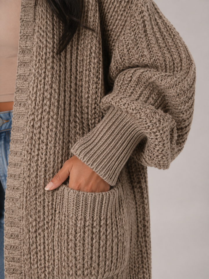 Chunky Knit Longline Open Front Cardigan