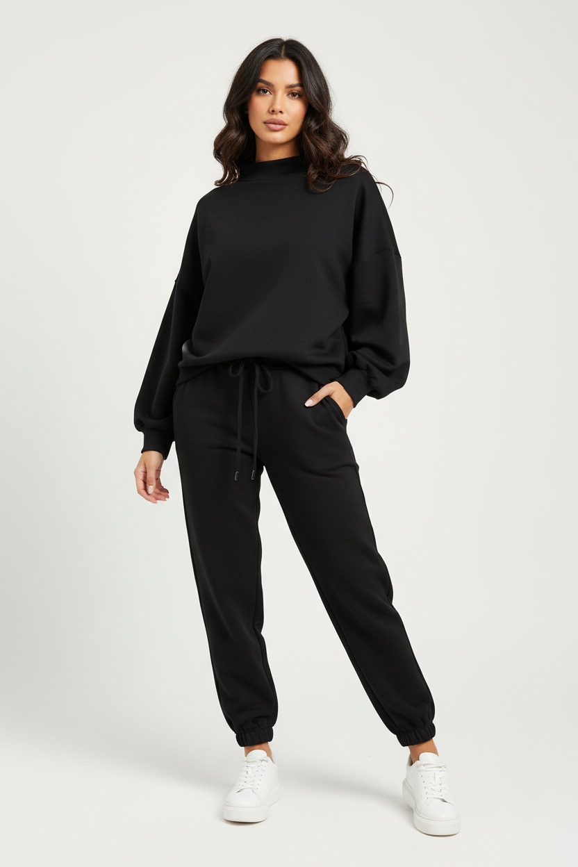 Dames Lounge Set – Comfortabele Losvallende Pasvorm Zwart / S - AIDA LENA
