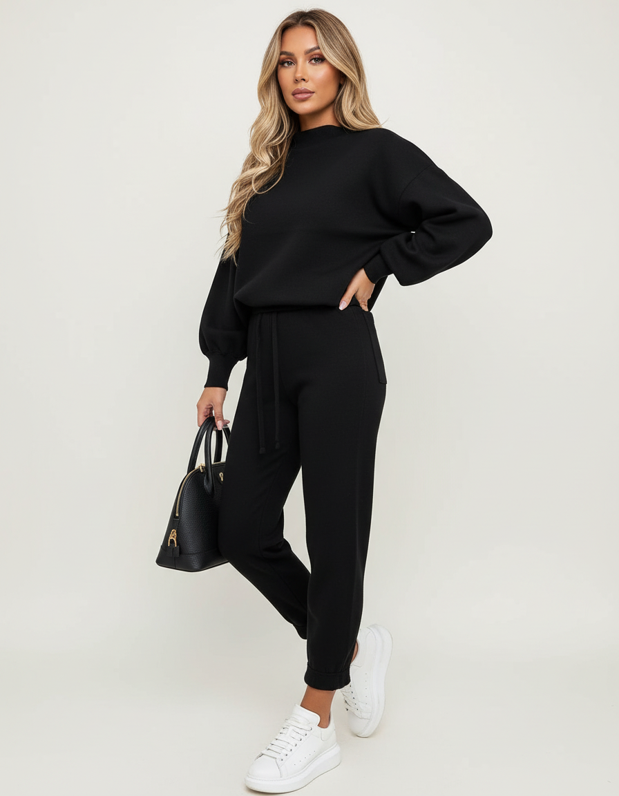 Dames Lounge Set – Comfortabele Losvallende Pasvorm Zwart / S - AIDA LENA