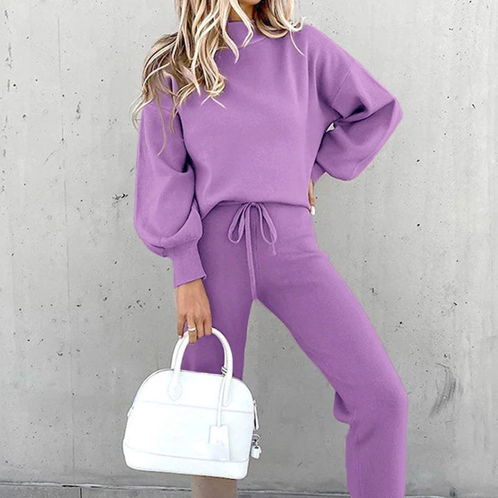 Oversized Fit Mock Neck Sweatshirt and Relaxed Fit Jogger Pants Set for Women – Cozy &amp; Stylish Loungewear Caliboot
