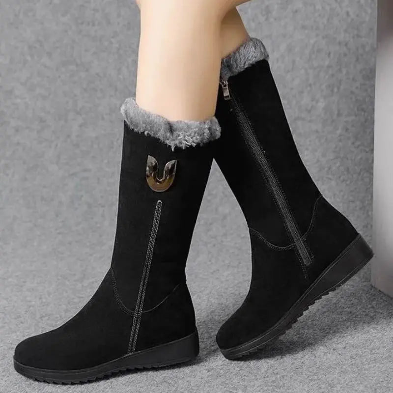 Mid-Calf Suede Boots for Women – Stylish &amp; Warm