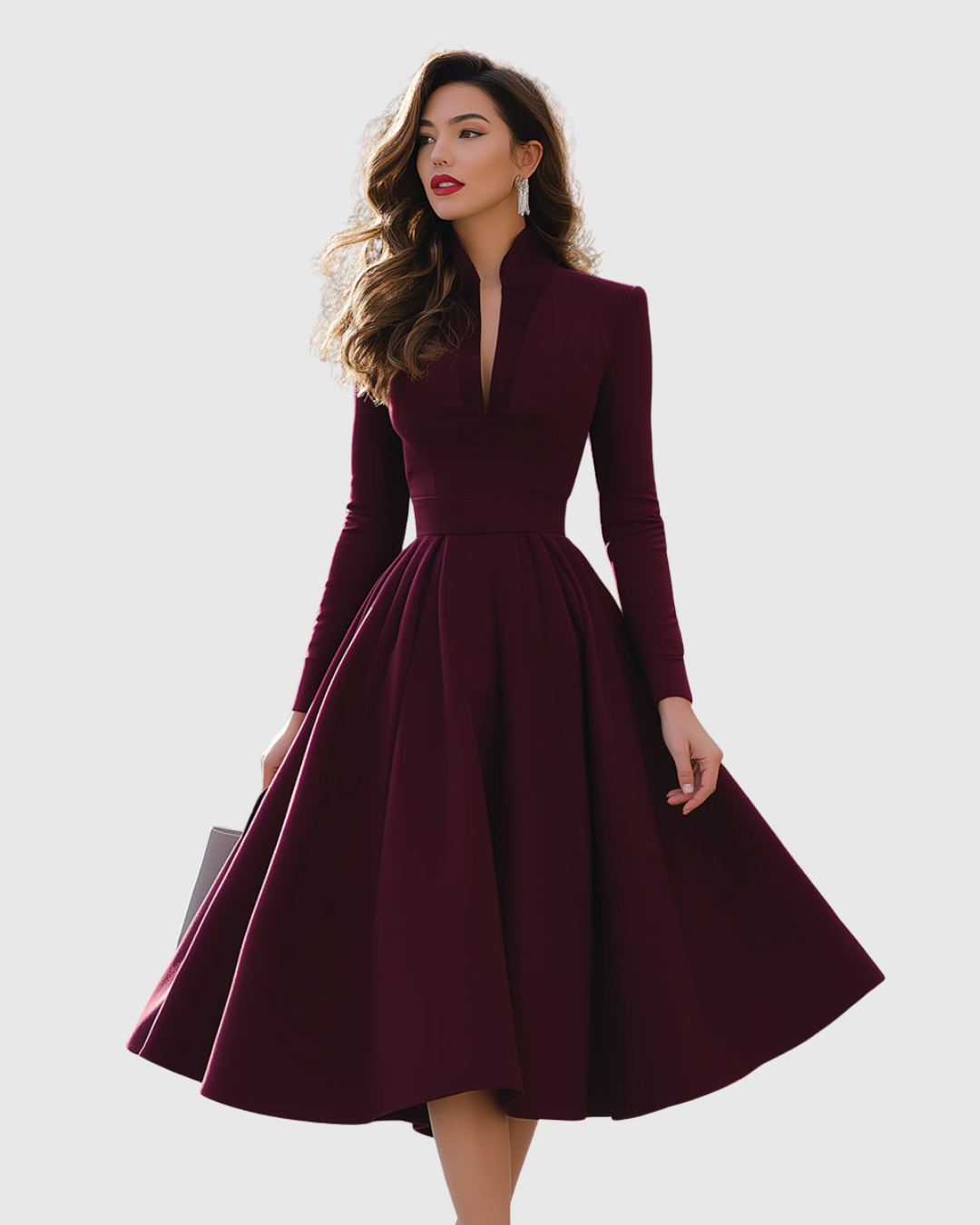 Women's Midi Dress | Slim Waist & Flared Skirt