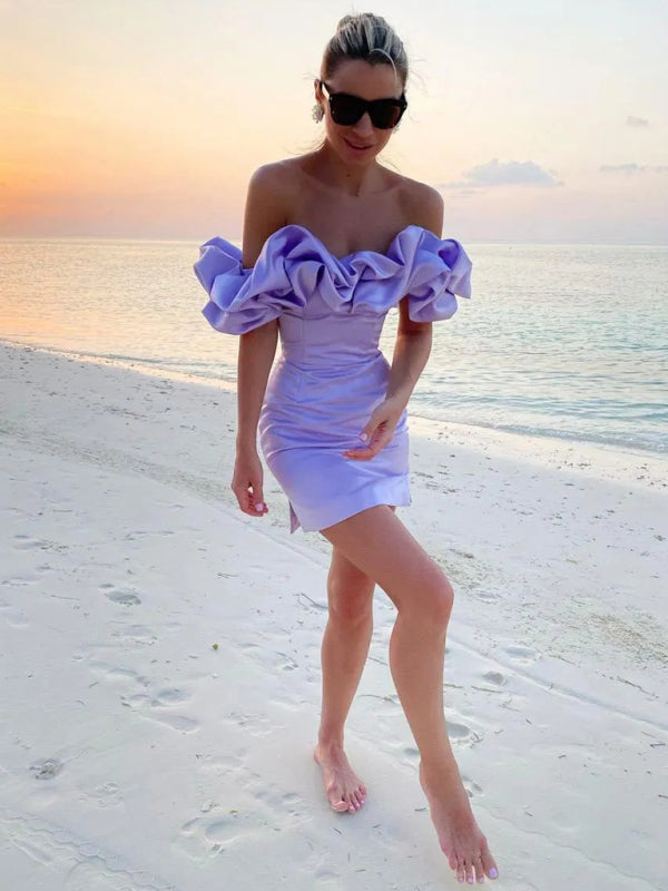 Women's Mini Dress | Off-Shoulder with Ruffles & Tailored Style