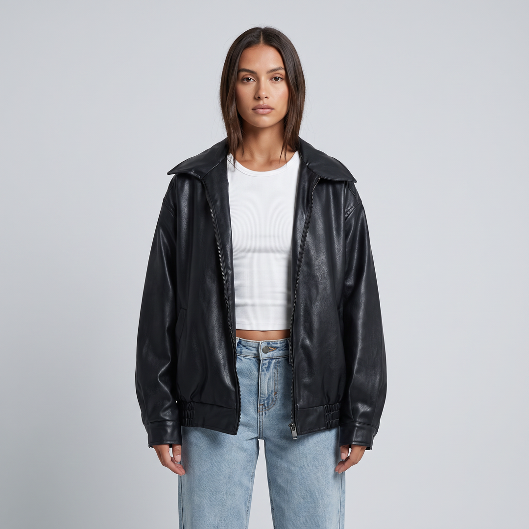 Women's Oversize Jacket | Structured Collar & Zip Fastening