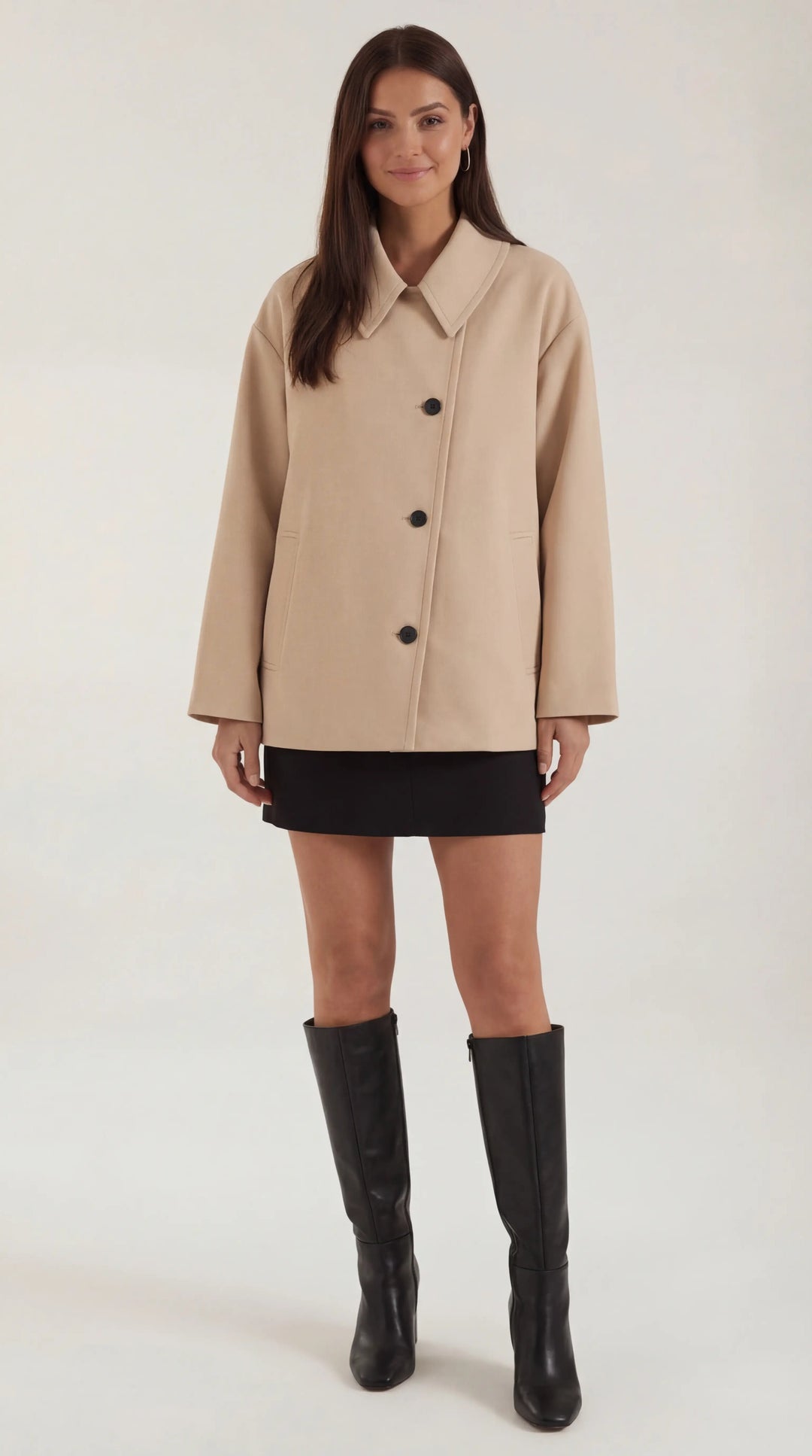 Women's Oversized Coat | Asymmetric Button Fastening
