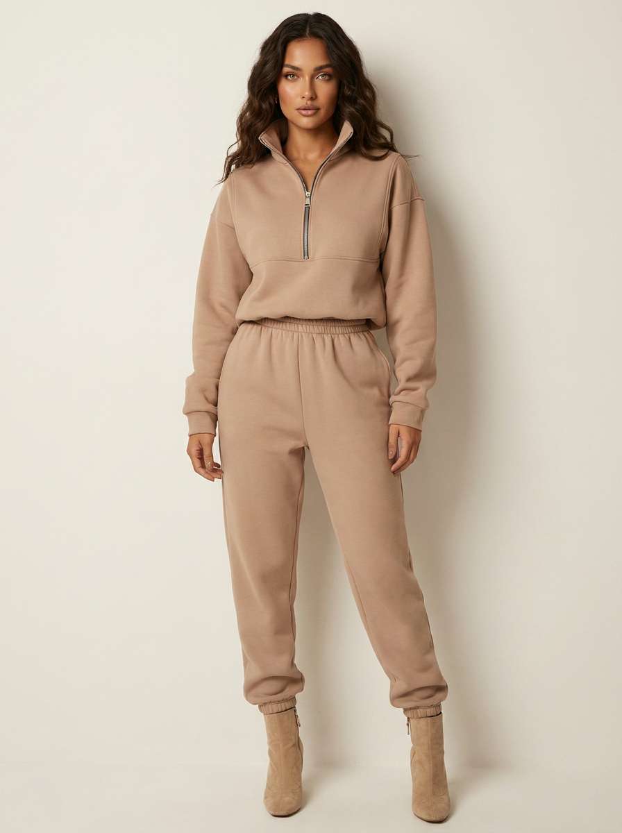 Women's Oversized Jumper | High Collar & Half Zip
