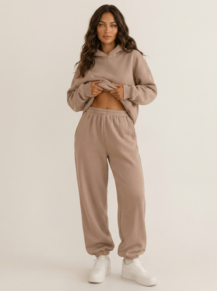 Dames Oversized Joggingpak – Hoodie met Bijpassende Joggingbroek Zwart / S - AIDA LENA
