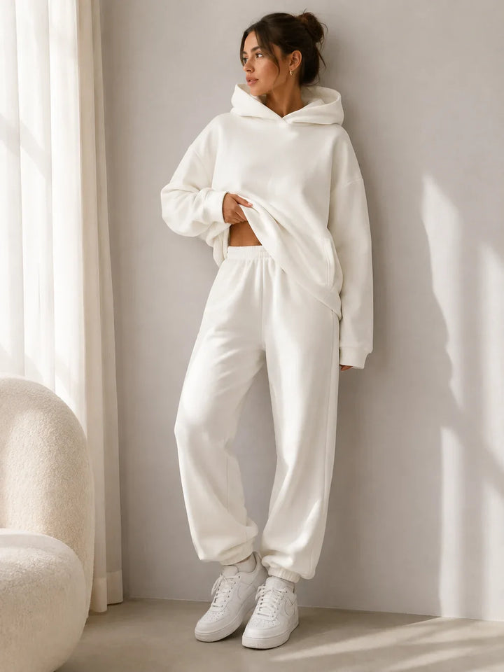 Dames Oversized Joggingpak – Hoodie met Bijpassende Joggingbroek Zwart / S - AIDA LENA