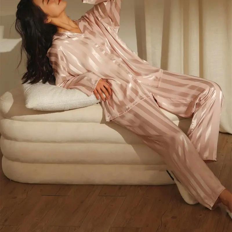 Classic Striped Pajama Set for Women – Comfortable &amp; Stylish Sleepwear-Caliboot