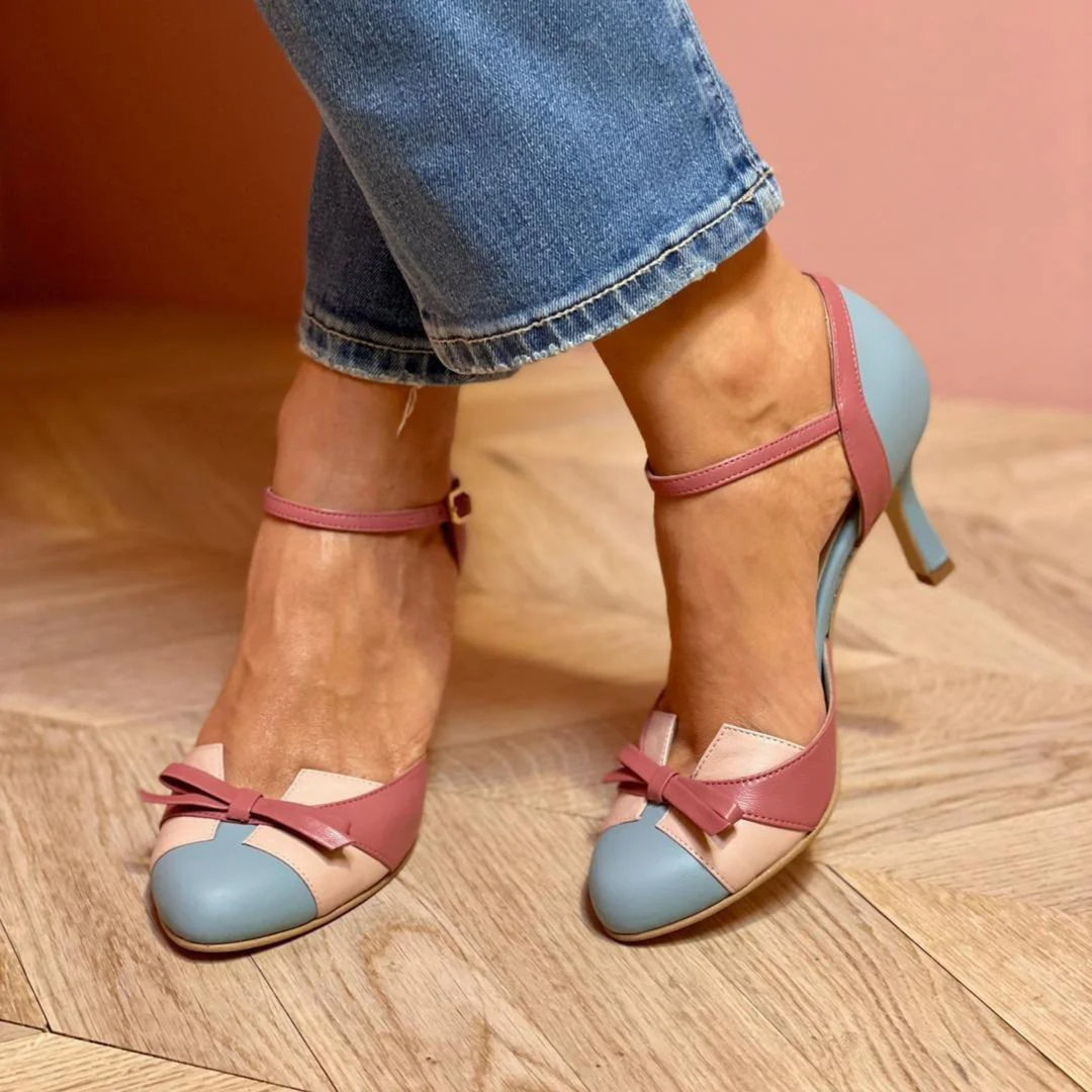 Women's Sandals | Two-Tone Stiletto Heel & Vintage Bow Strap