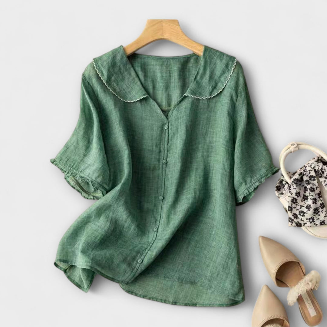 Women's Shirt | Peter Pan Collar & Ruffle Sleeves
