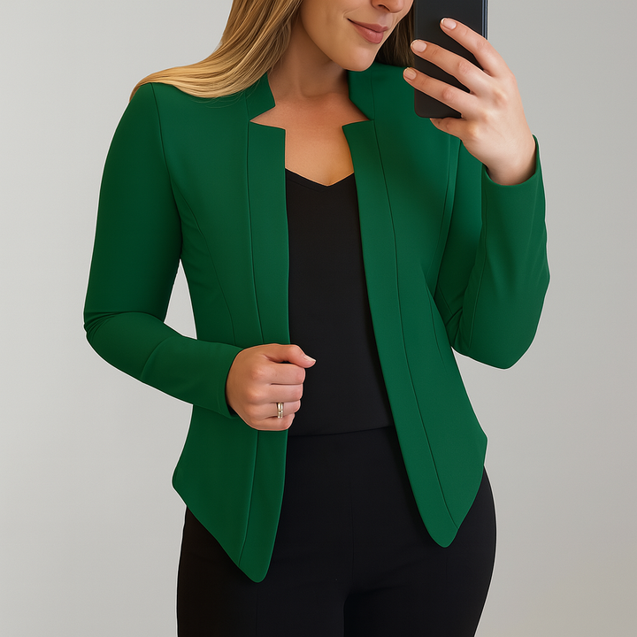 Dames Slim Fit Blazer – Getailleerd Model met Klassieke Revers Groen / S - AIDA LENA