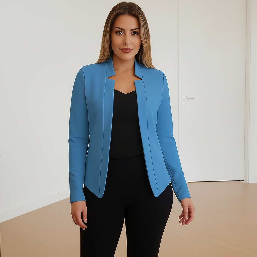 Dames Slim Fit Blazer – Getailleerd Model met Klassieke Revers Blauw / S - AIDA LENA