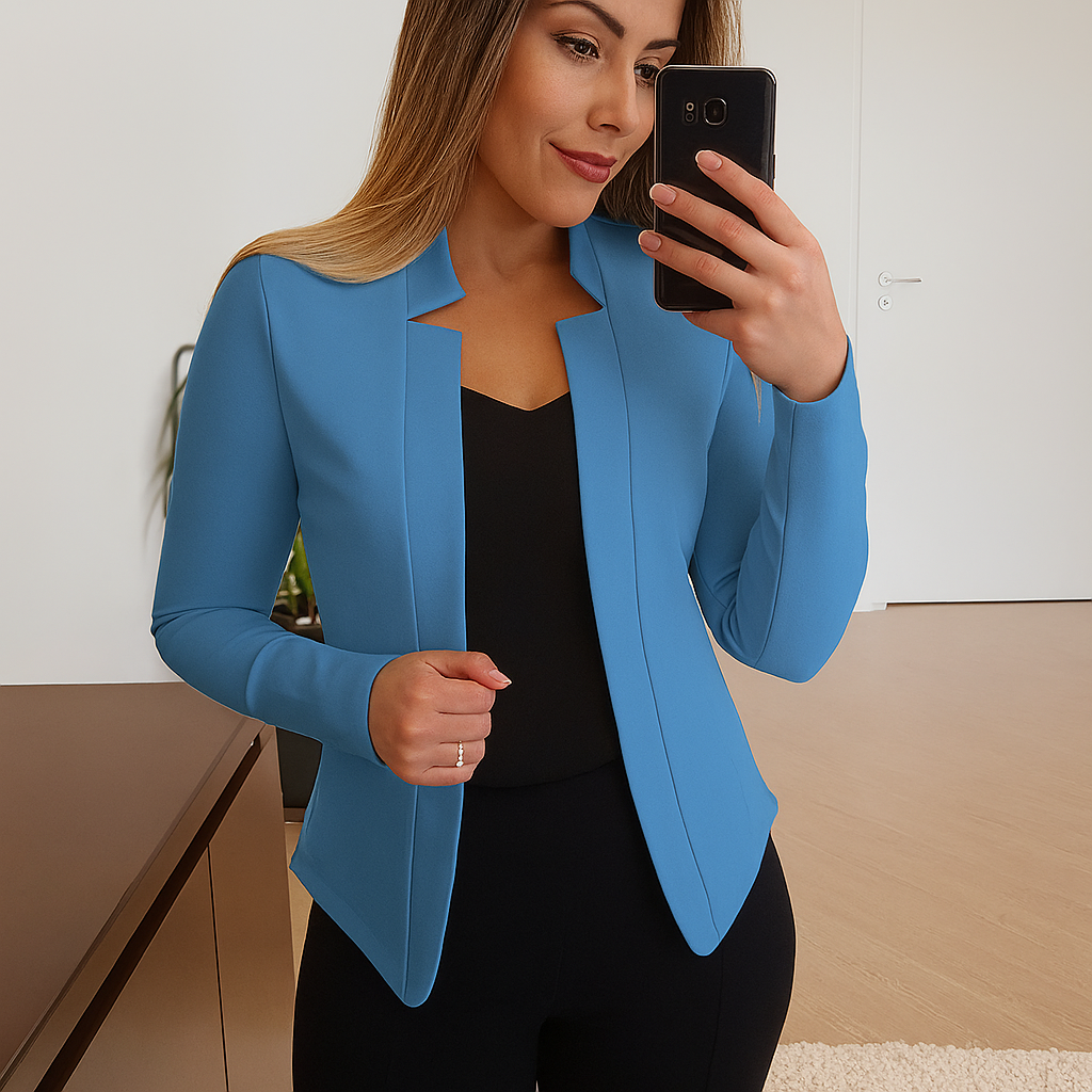 Dames Slim Fit Blazer – Getailleerd Model met Klassieke Revers Blauw / S - AIDA LENA