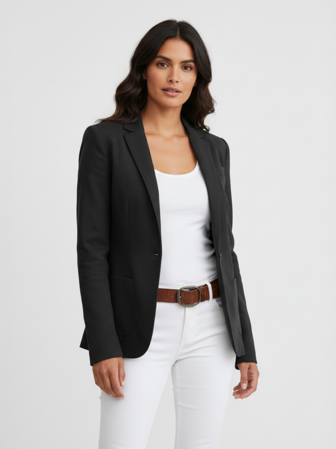 Dames Getailleerde Blazer – Klassieke Revers met Knoopsluiting Zwart / S - AIDA LENA