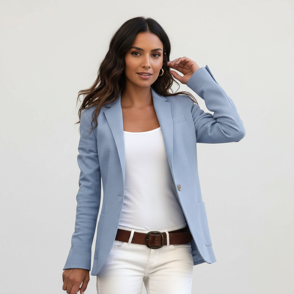 Dames Getailleerde Blazer – Klassieke Revers met Knoopsluiting Wit / S - AIDA LENA