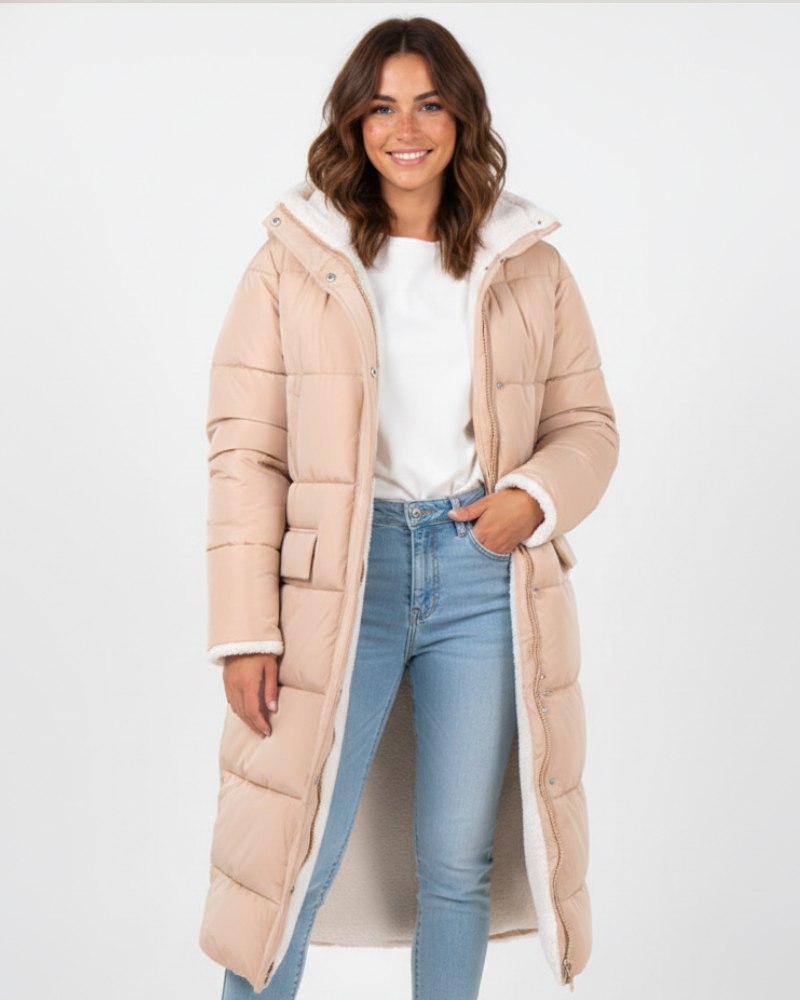Women's Teddy Lined Winter Coat | Hooded & Long Fit