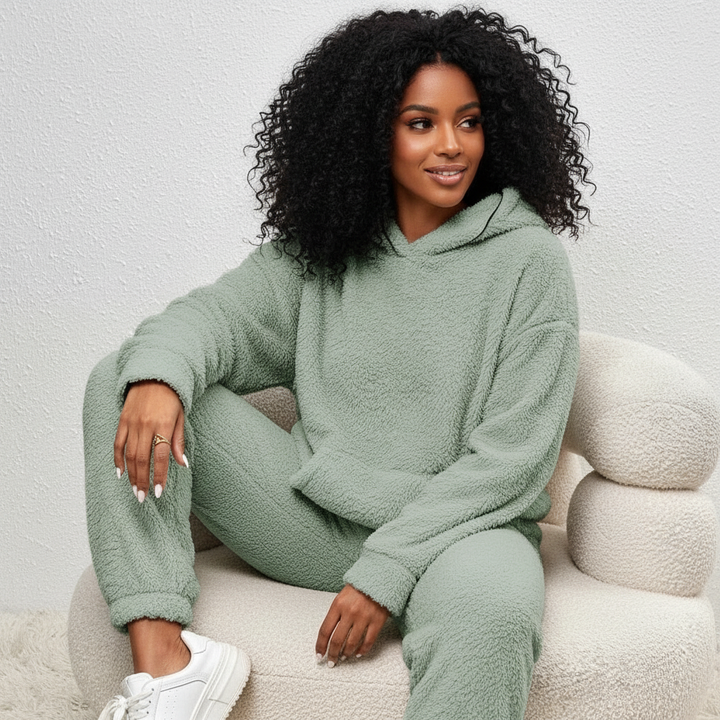 Dames Teddy Set – Zachte Trui met Bijpassende Broek Groen / XS - AIDA LENA