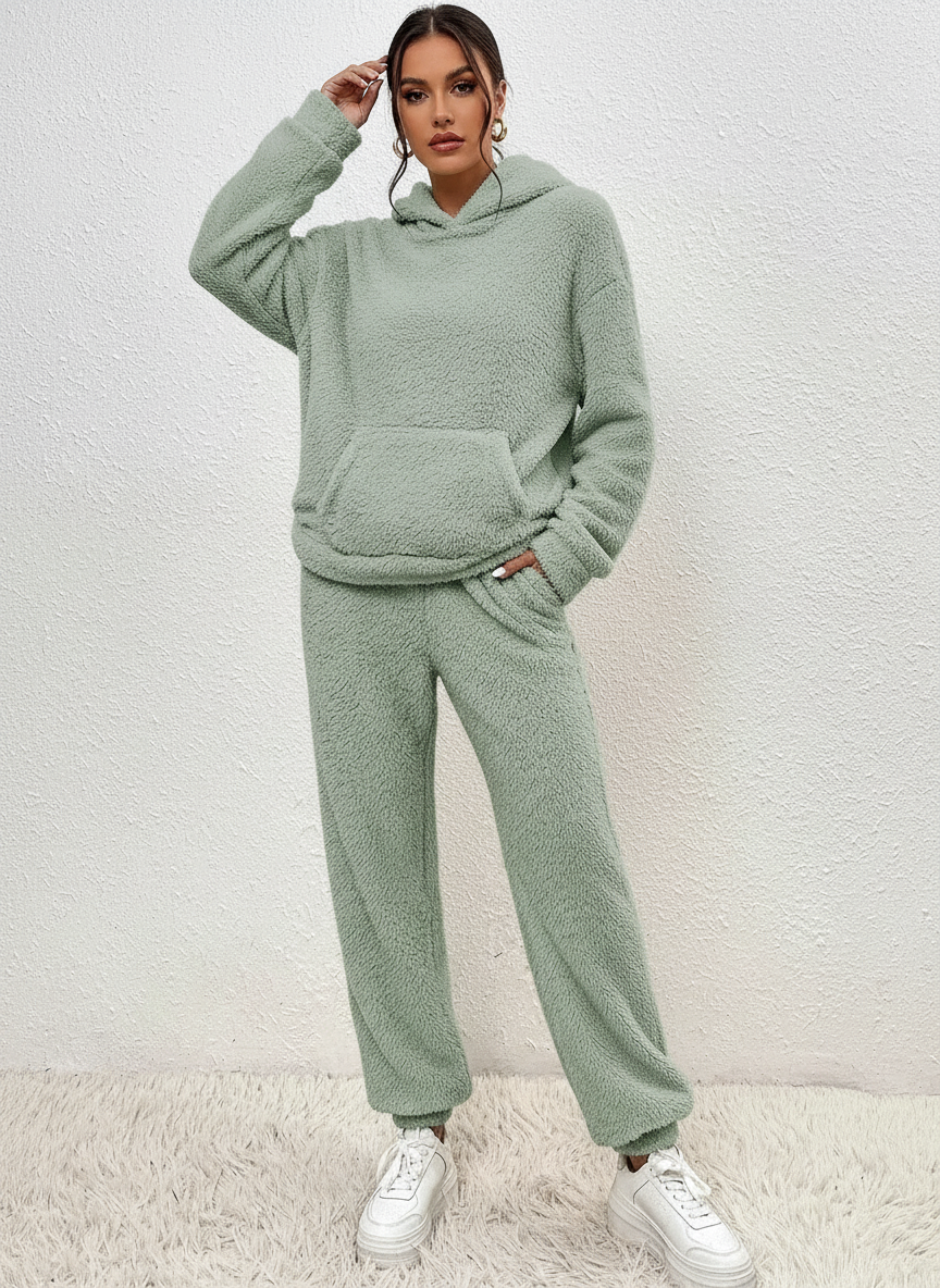 Dames Teddy Set – Zachte Trui met Bijpassende Broek Wit / XS - AIDA LENA