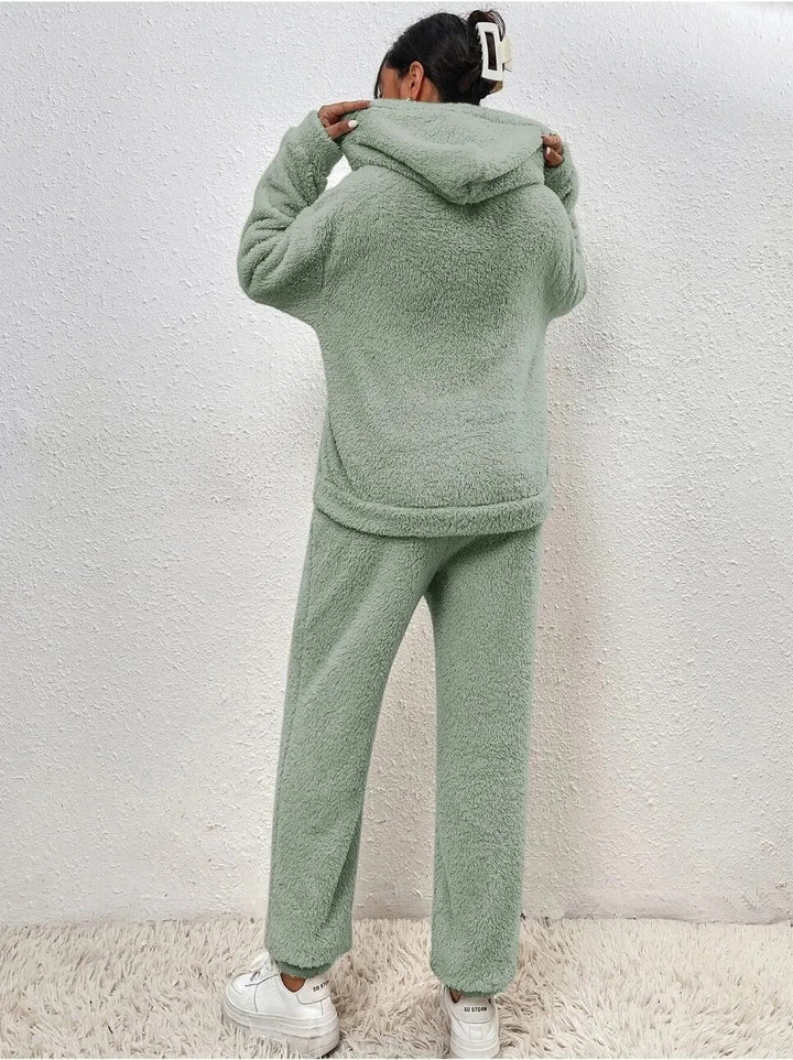 Dames Teddy Set – Zachte Trui met Bijpassende Broek Wit / XS - AIDA LENA