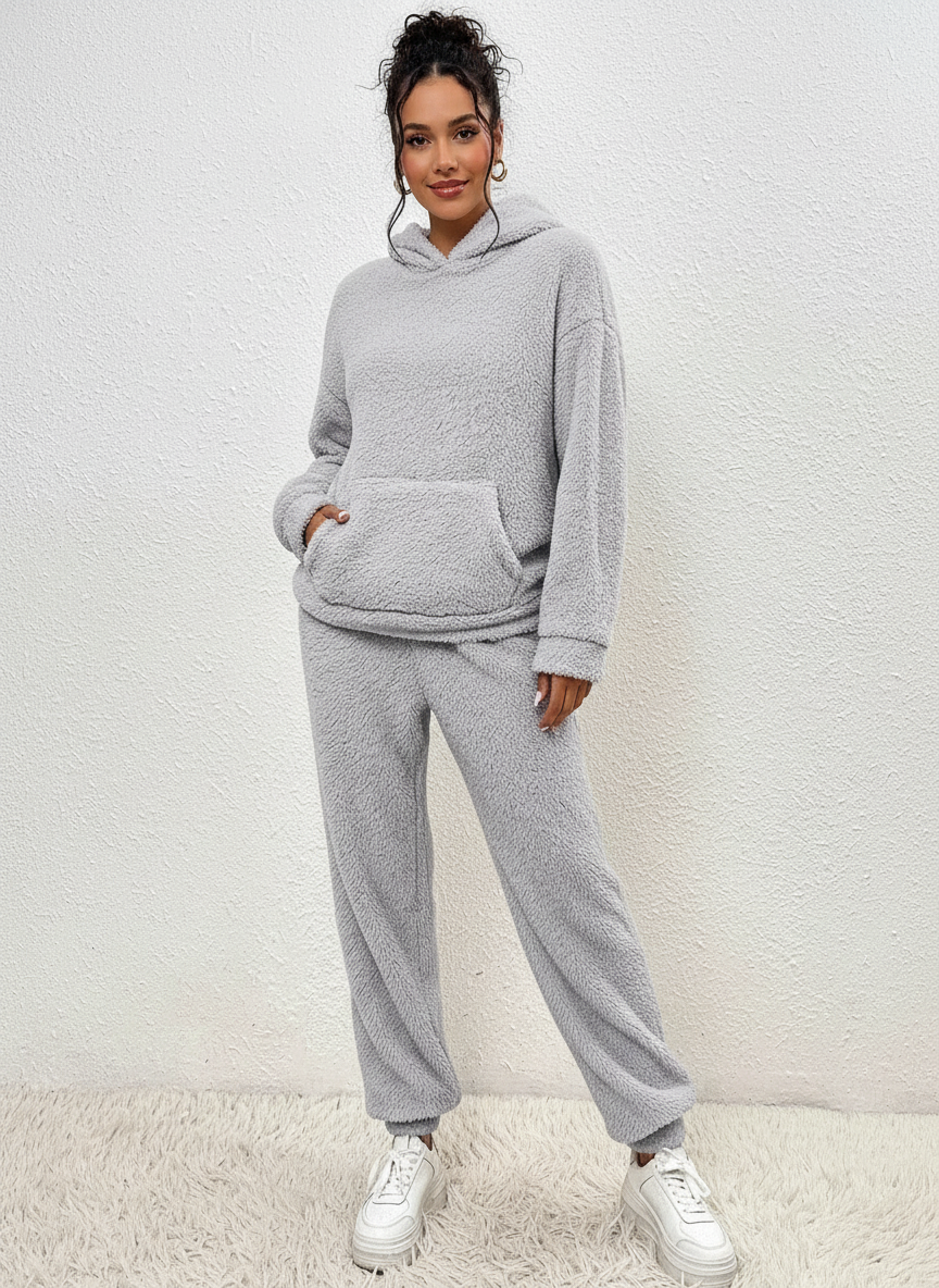 Dames Teddy Set – Zachte Trui met Bijpassende Broek Grijs / XS - AIDA LENA