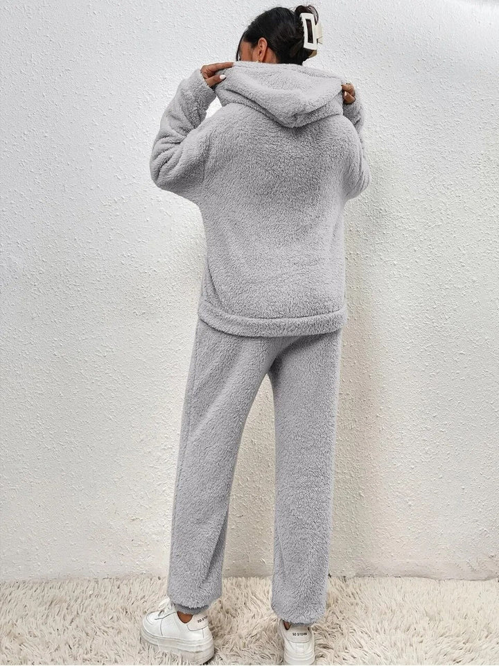 Dames Teddy Set – Zachte Trui met Bijpassende Broek Wit / XS - AIDA LENA