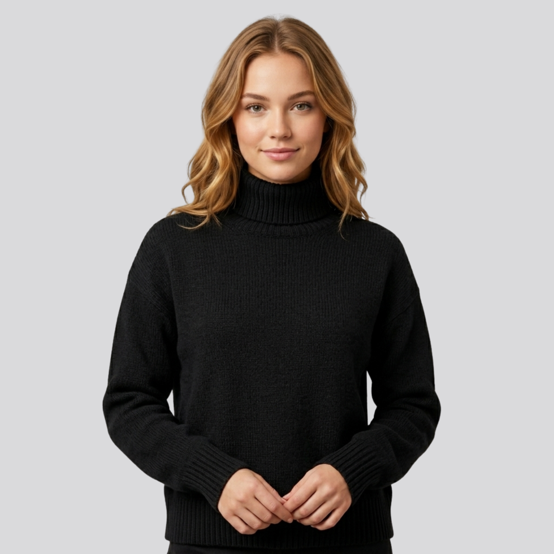 Women's Turtleneck Jumper Slim Fit Long Sleeve Knit with High Neckline