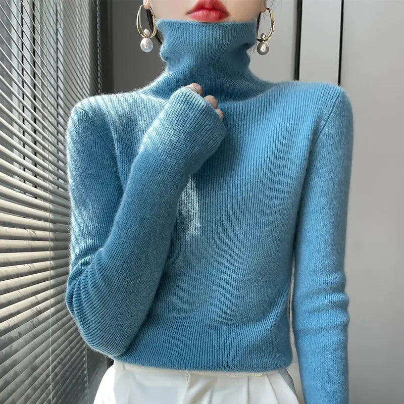 Women's Turtleneck Sweater Relaxed Fit Knit Pullover
