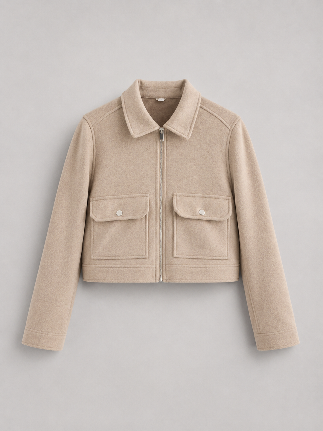 Cropped Faux Leather Utility Jacket with Patch Pockets