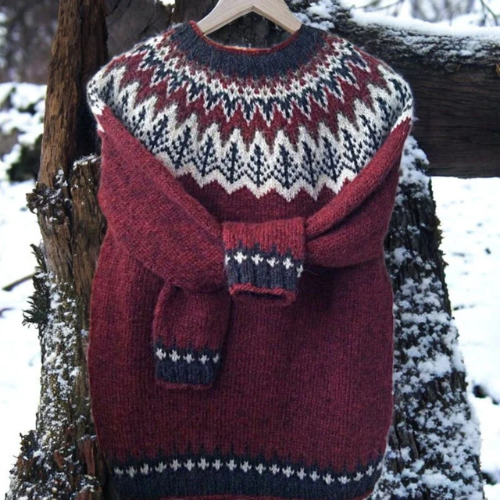 Women's Winter Sweater Round Neck Shoulder Pattern Jumper