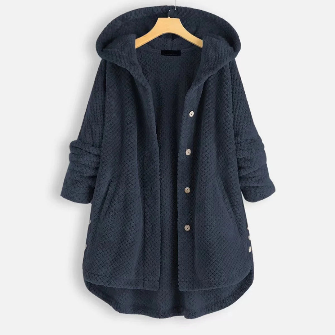Zachte teddy fleece jas met capuchon dames – Selène Beige / S - AIDA LENA