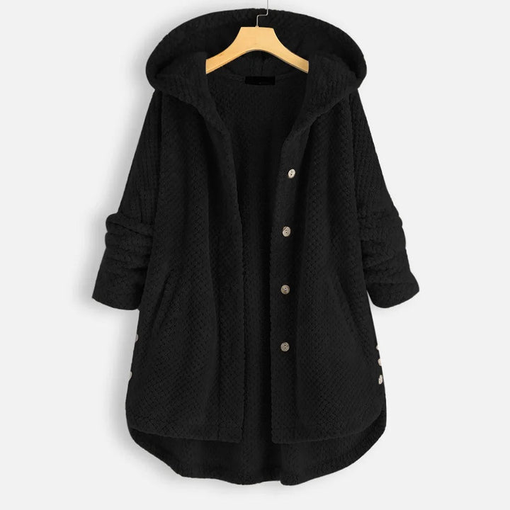 Zachte teddy fleece jas met capuchon dames – Selène Beige / S - AIDA LENA