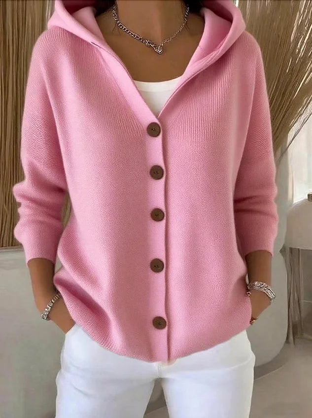Cardigan Donna | Comodo con Cappuccio e Bottoni 1