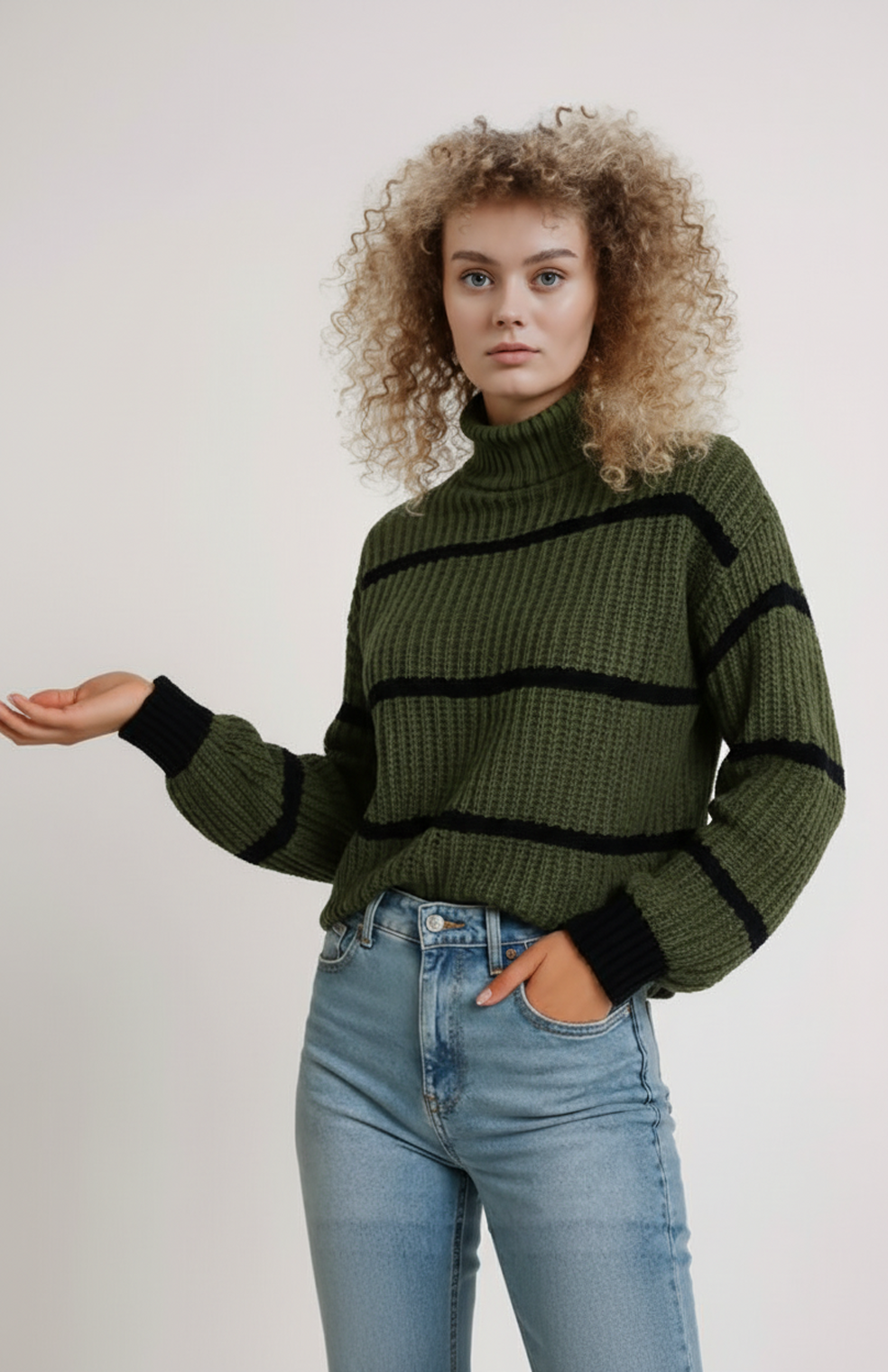 Charlie - Women's Relaxed Jumper with Collar and Roll Neck - photo 2
