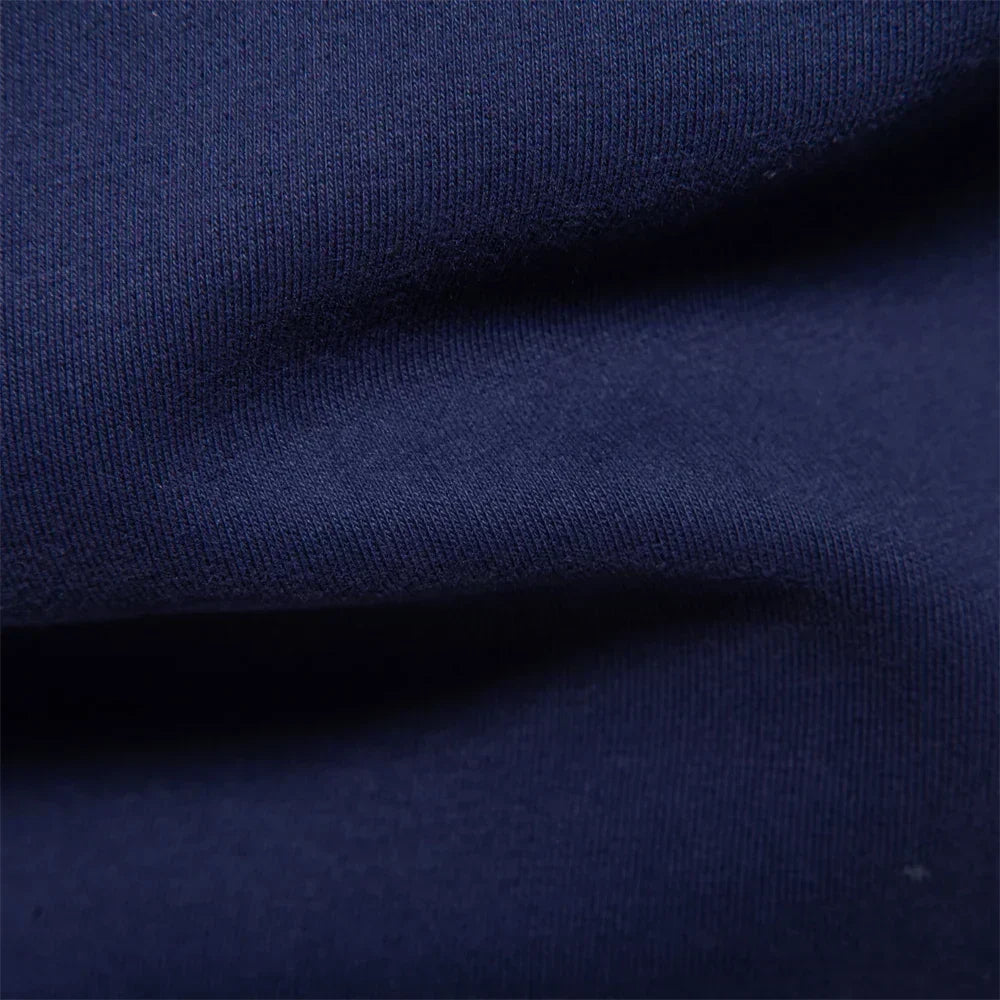 Close-up van stoftextuur marineblauw