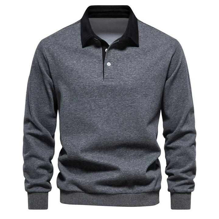 Daan polo jumper with polo collar, grey front view